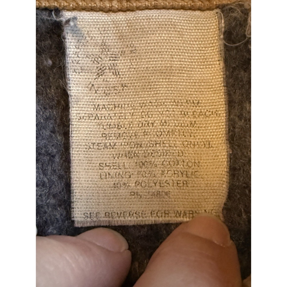 Vintage Carhartt USA Chore Coat Blanket Lined Tan Duck Work Jacket 100 Years Vtg - Picture 14 of 16